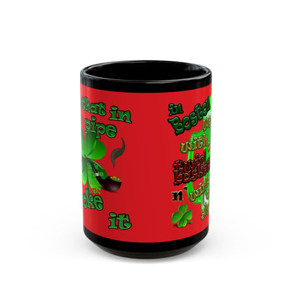 celtics logo - Black Mug (red)