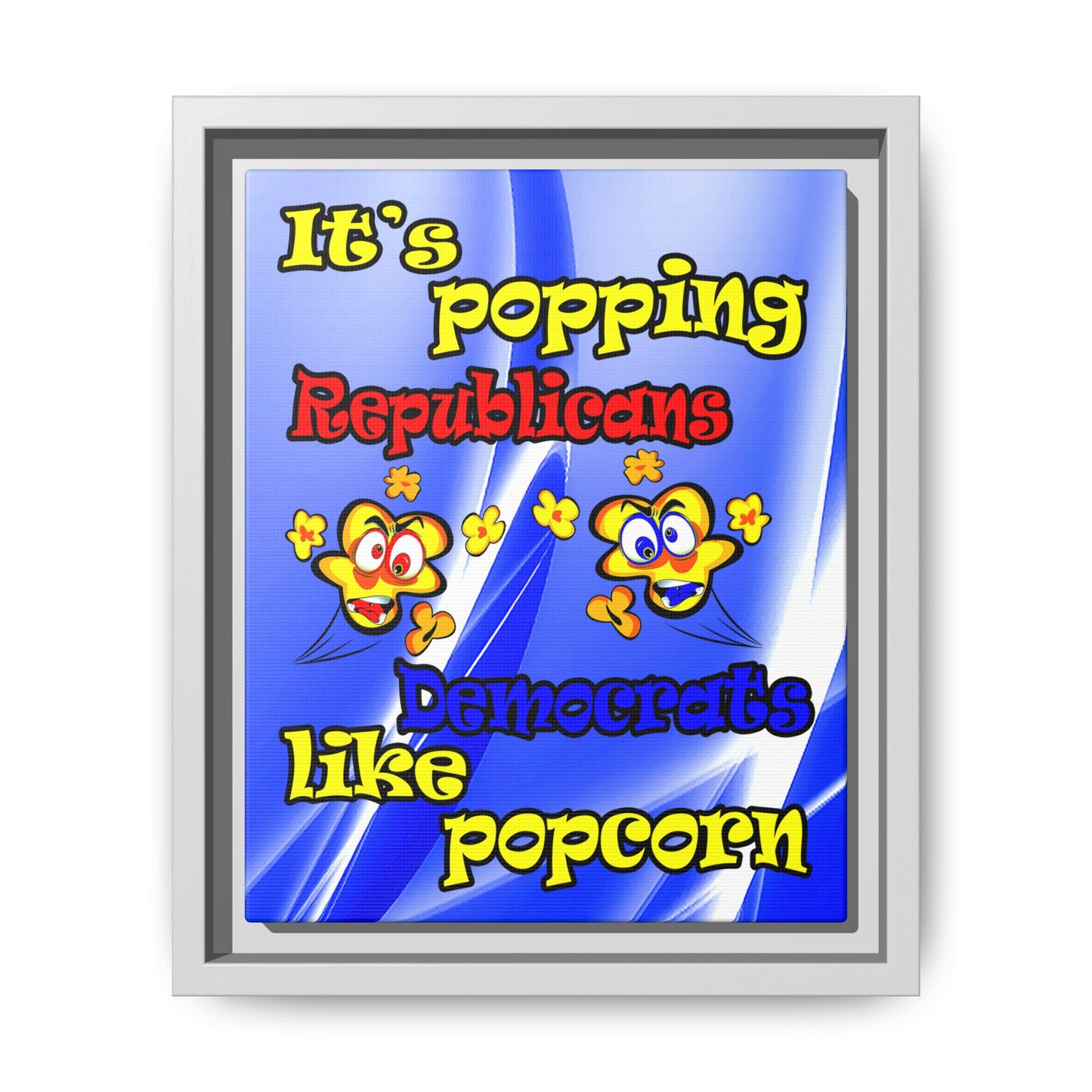 popping like popcorn - framed canvas art (blue-white wave)