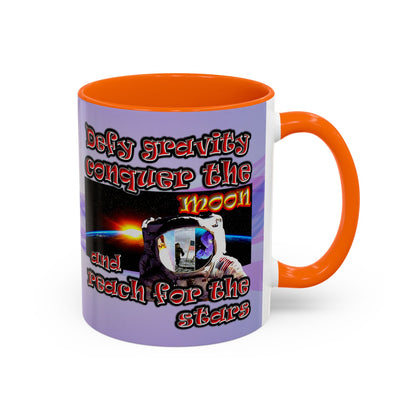 defy conquer reach - Accent Mug (light blue-pink wave)