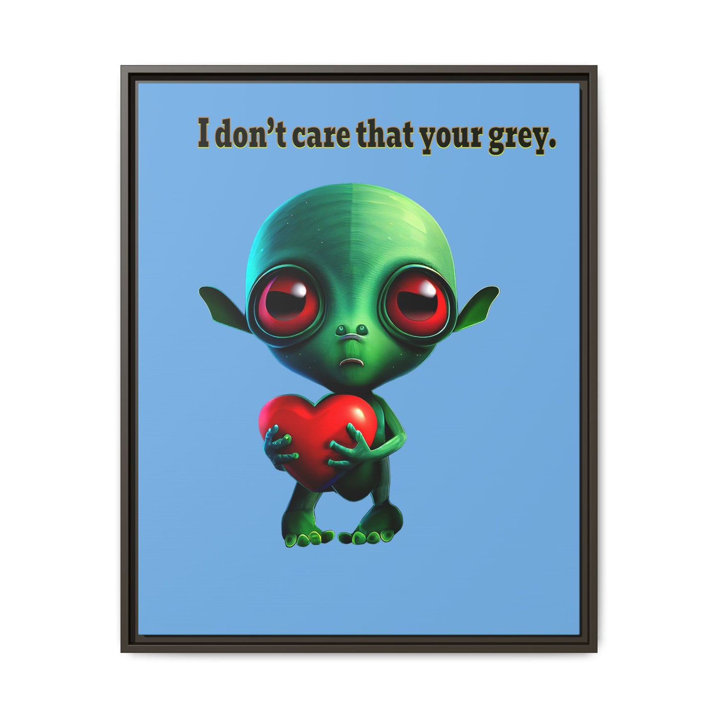 I don't care that your grey - framed canvas art (light blue)