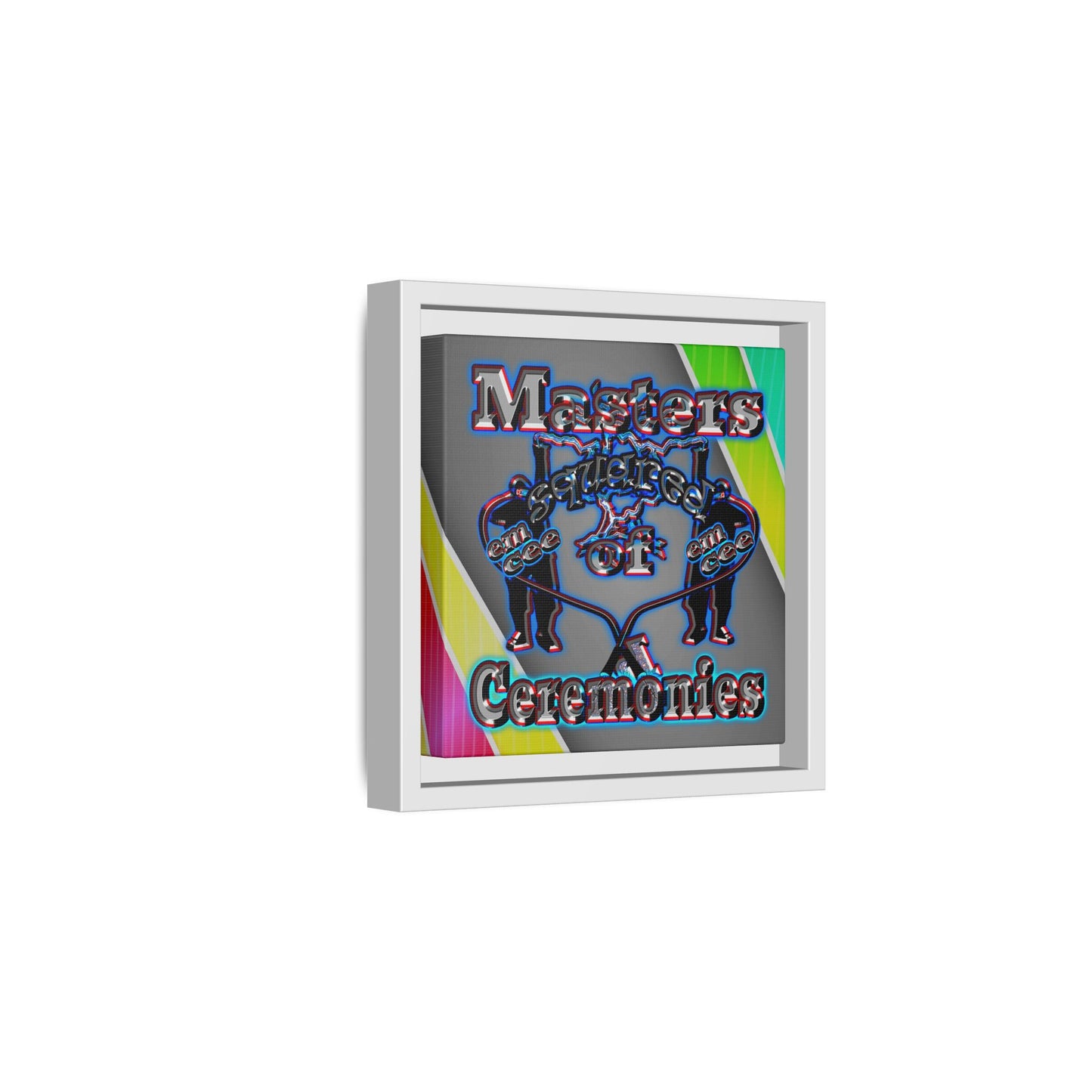 em cee squared - framed canvas art (rainbow split)