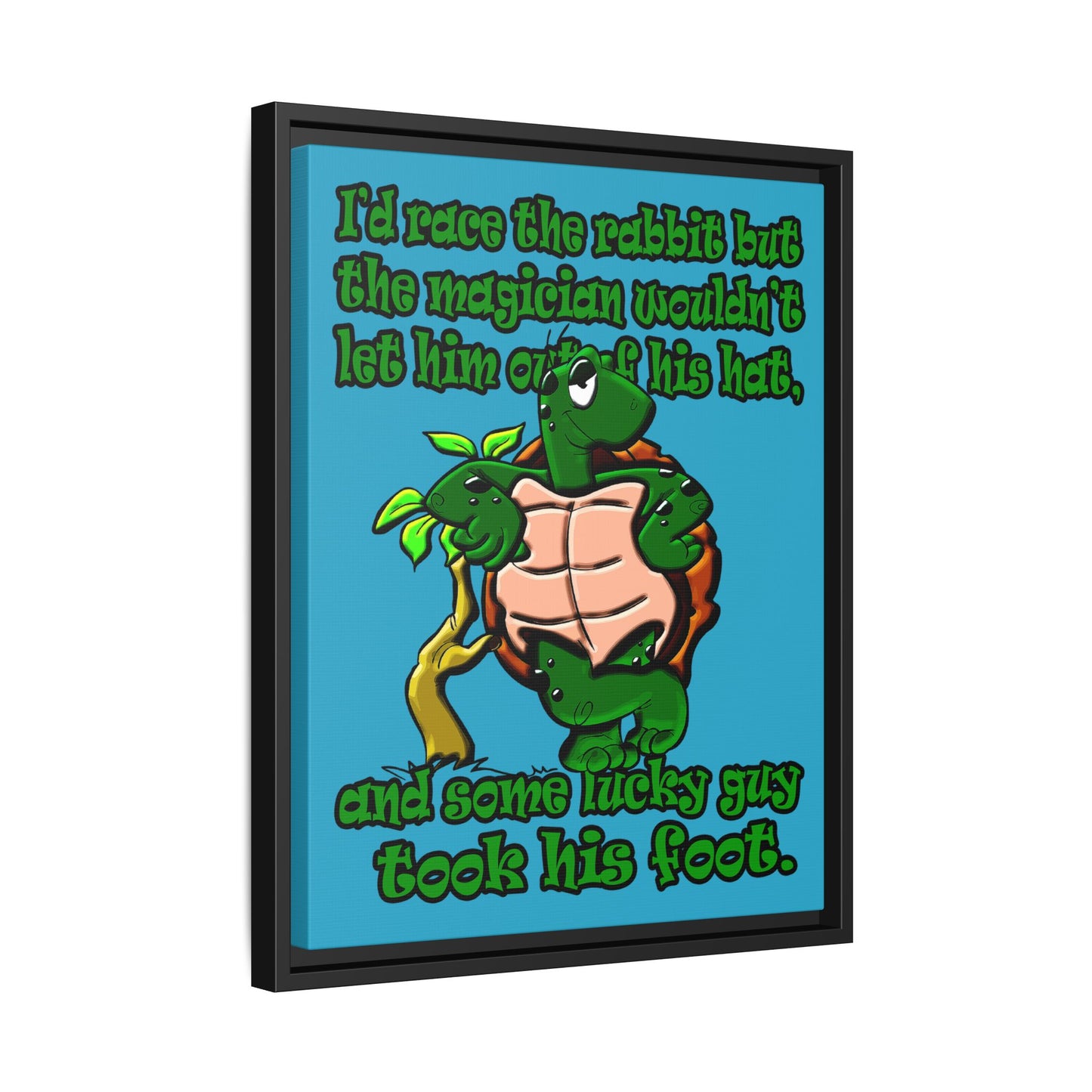 turtle race - framed canvas art (turquoise)