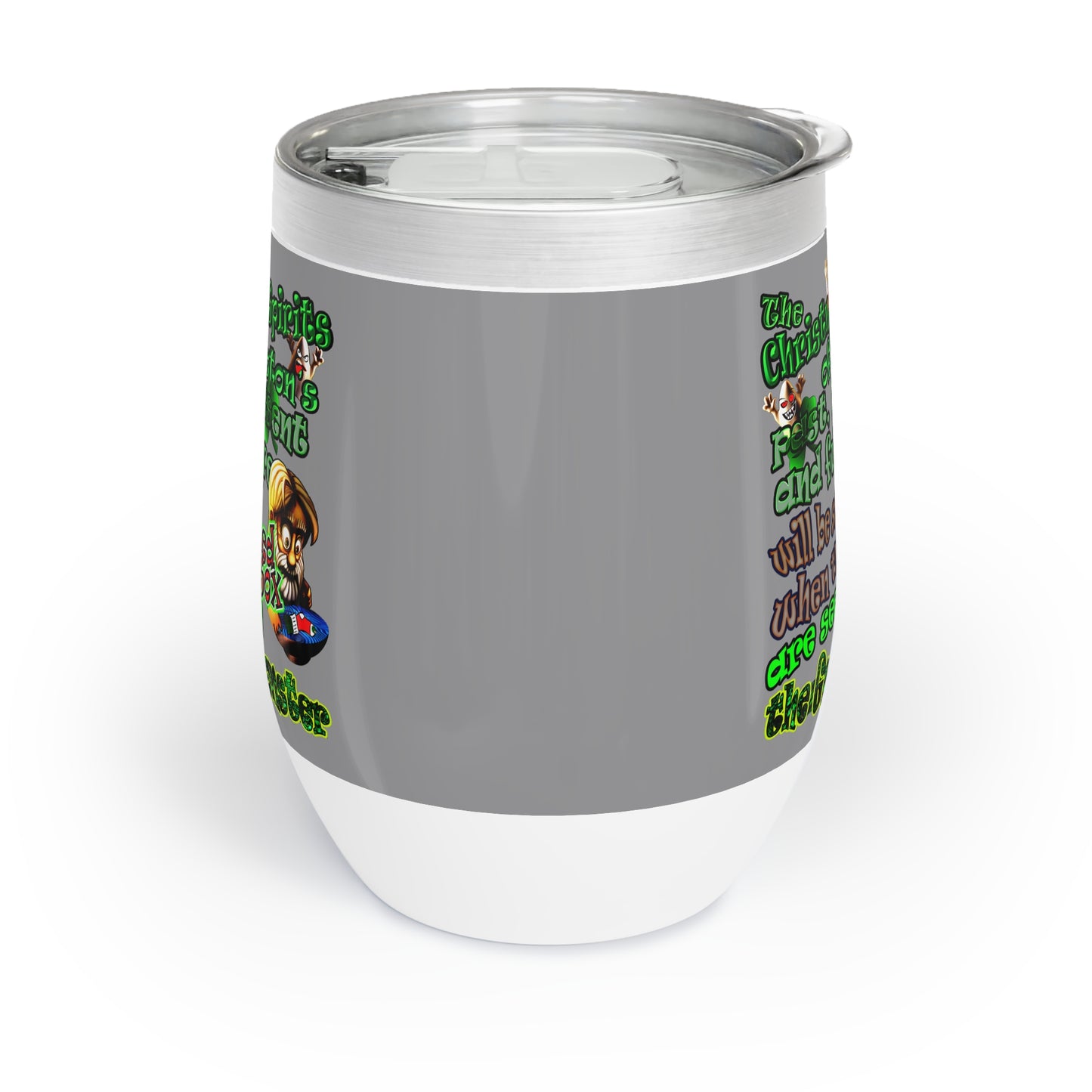 christmas spirits of boston - Chill Wine Tumbler (grey)