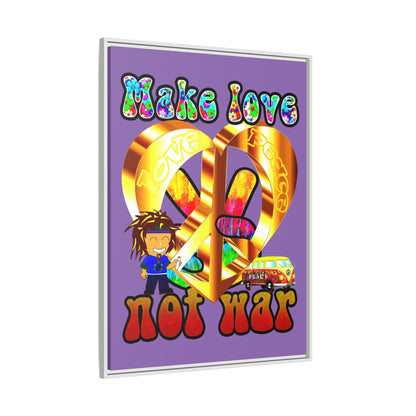 love peace - framed canvas art (light purple)