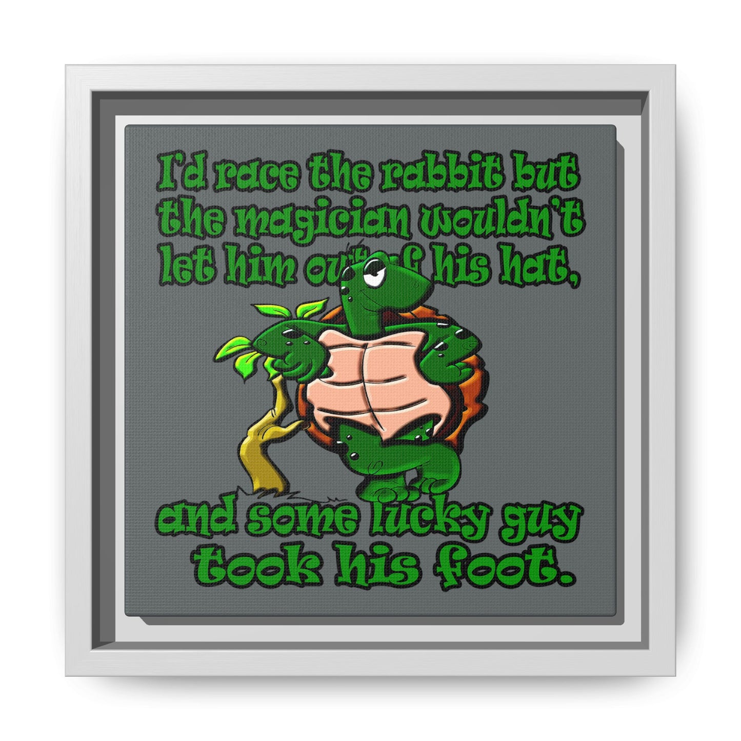 turtle race - framed canvas art (dark grey)