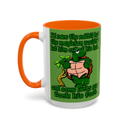turtle race - Accent Mug (green)