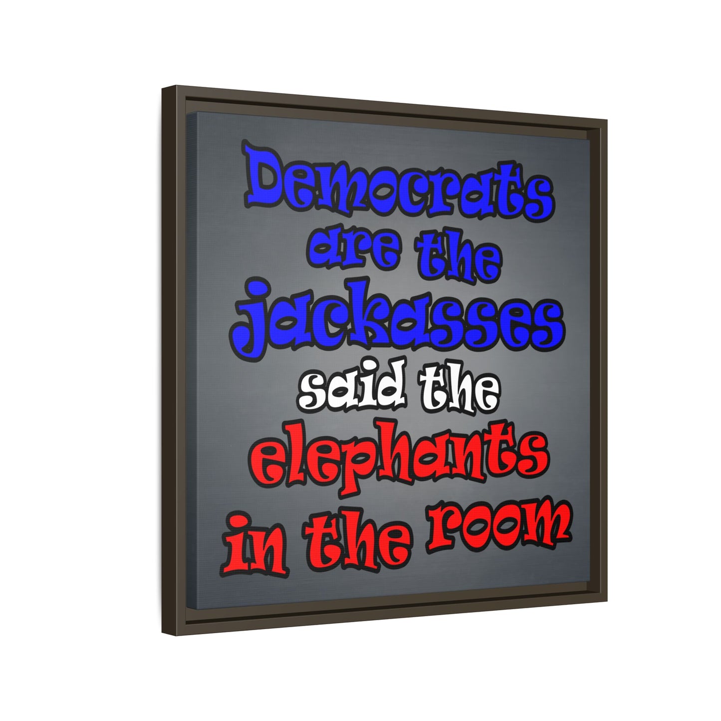 donkeys and elephants - framed canvas art (grey-light grey)