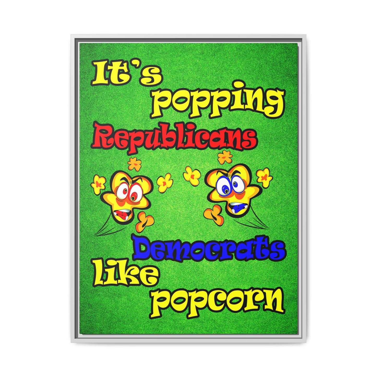 popping like popcorn - framed canvas art (green turf)