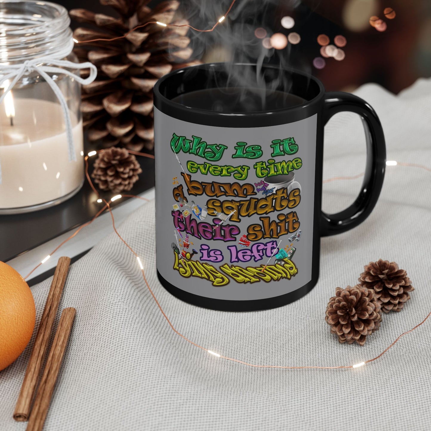 the bum's shit - Black Mug (grey)