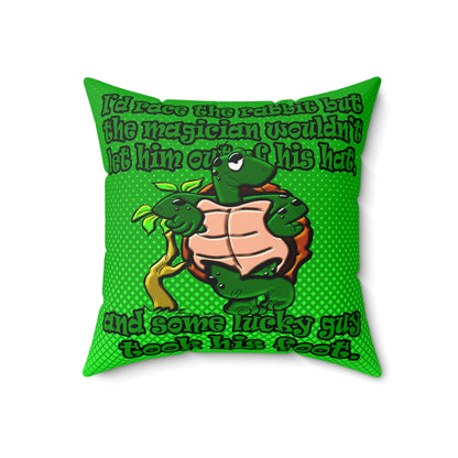 turtle race - Faux Suede Square Pillow - (logo green)