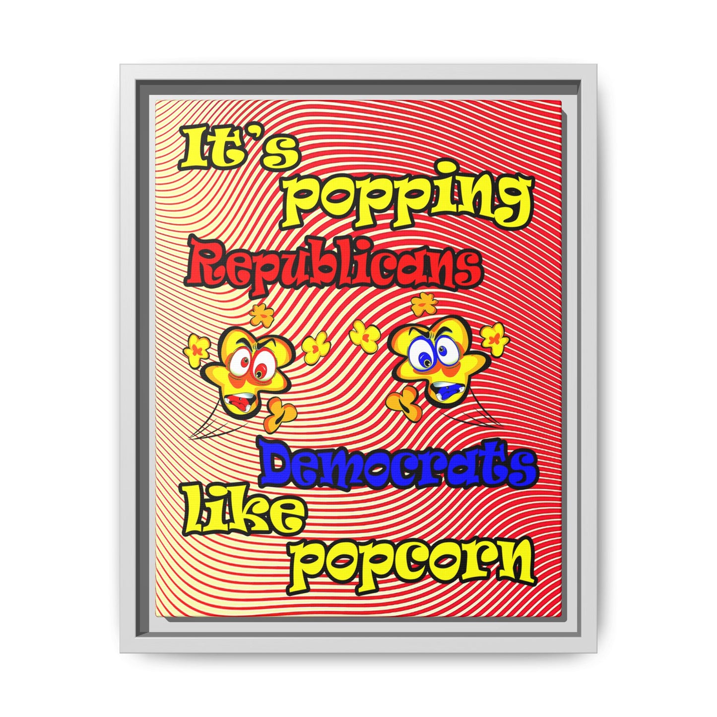 popping like popcorn - framed canvas art (yellow-orange wave)