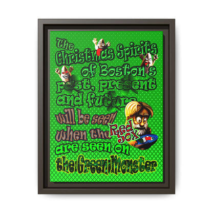 christmas spirits of boston - framed canvas art (logo green)
