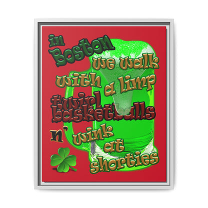 celtics logo - framed canvas art (dark red)