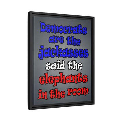 donkeys and elephants - framed canvas art (grey-light grey)