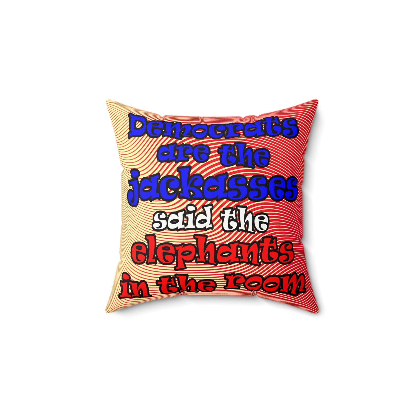 donkeys and elephants - Faux Suede Square Pillow - (yellow-orange wave)