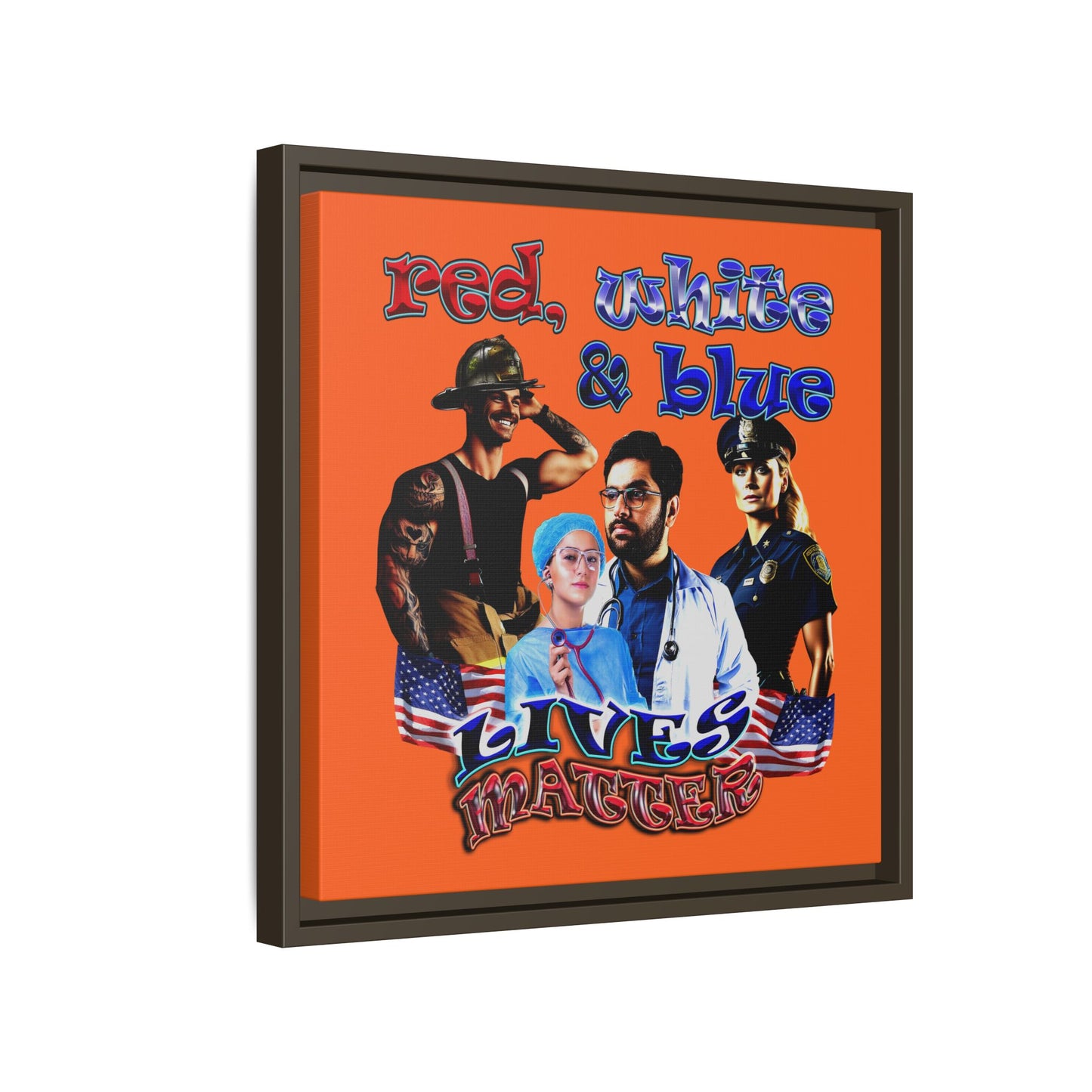 rw&b lives matter - framed canvas art (orange)