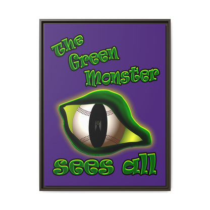 green monster - framed canvas art (purple)