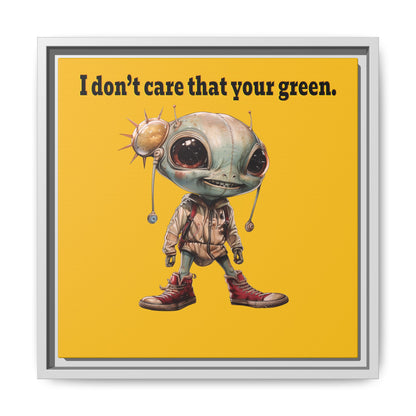 I don't care that your green - framed canvas art (yellow)
