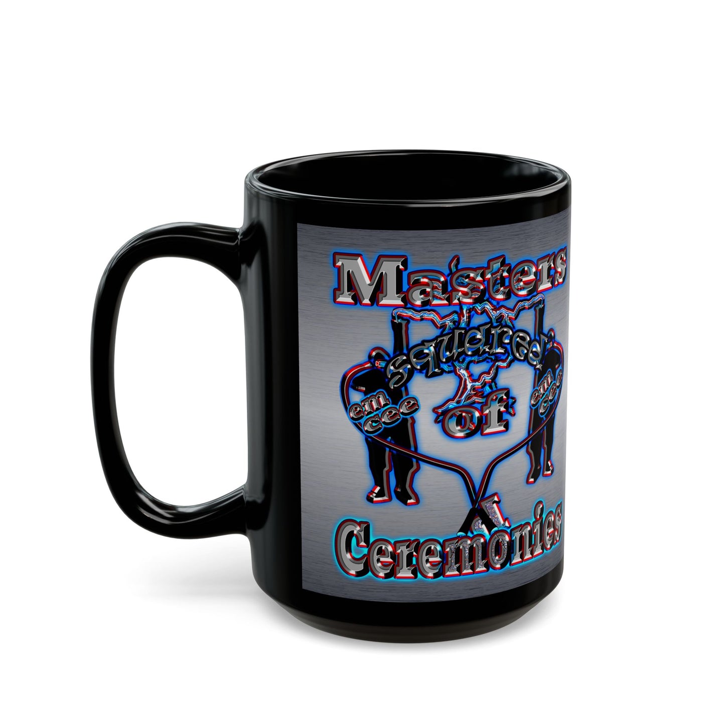 em cee squared - Black Mug (brushed nickel)