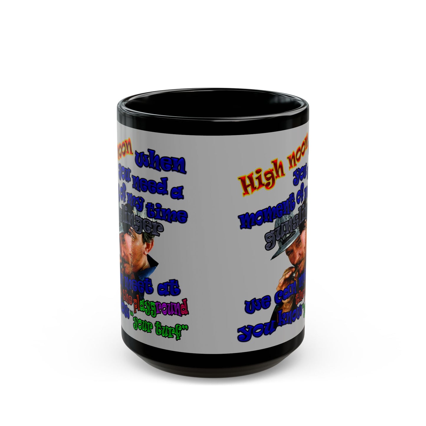 high noon - Black Mug (light grey)