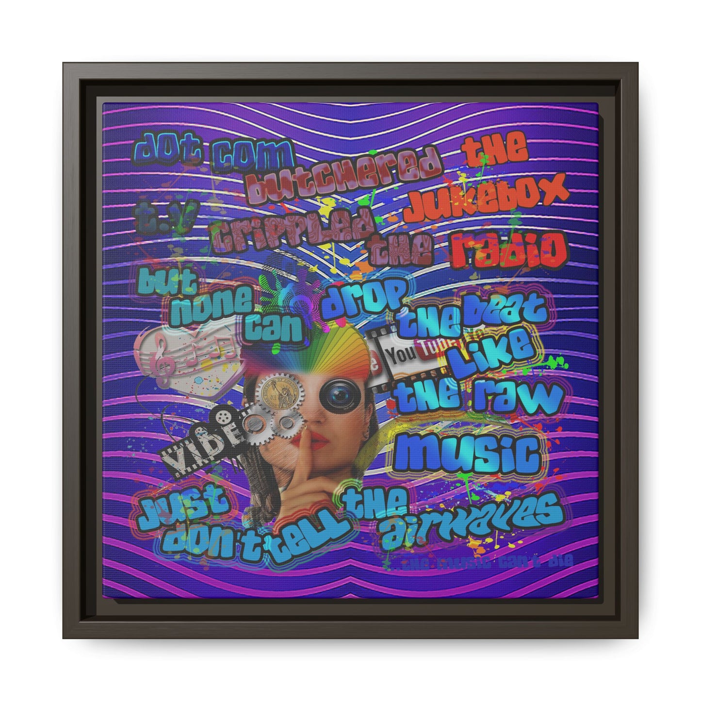 drop the beat - framed canvas art (purple wave)