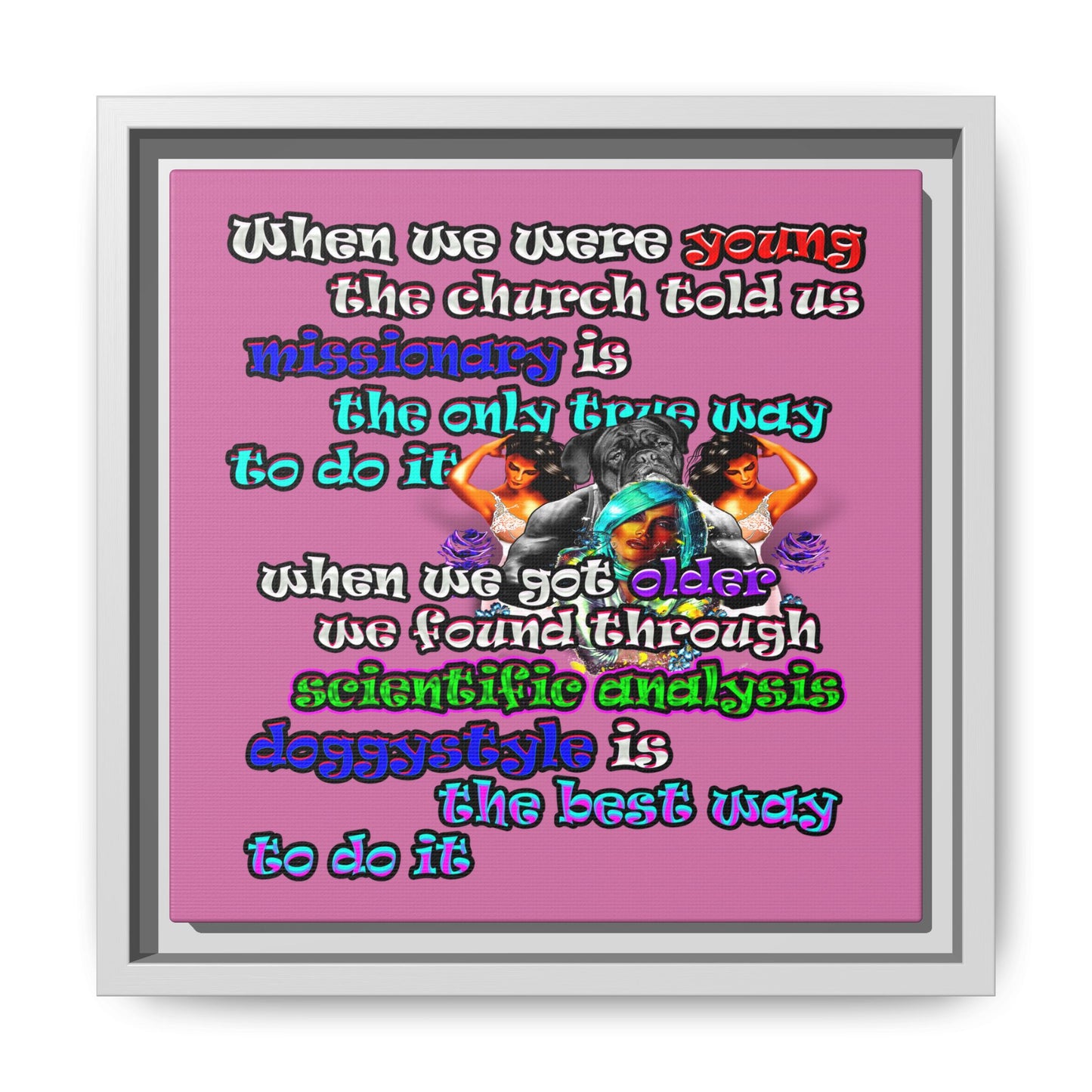 doggystyle - framed canvas art (light pink)