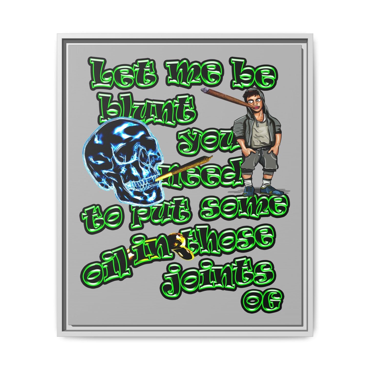 og - framed canvas art (light grey)