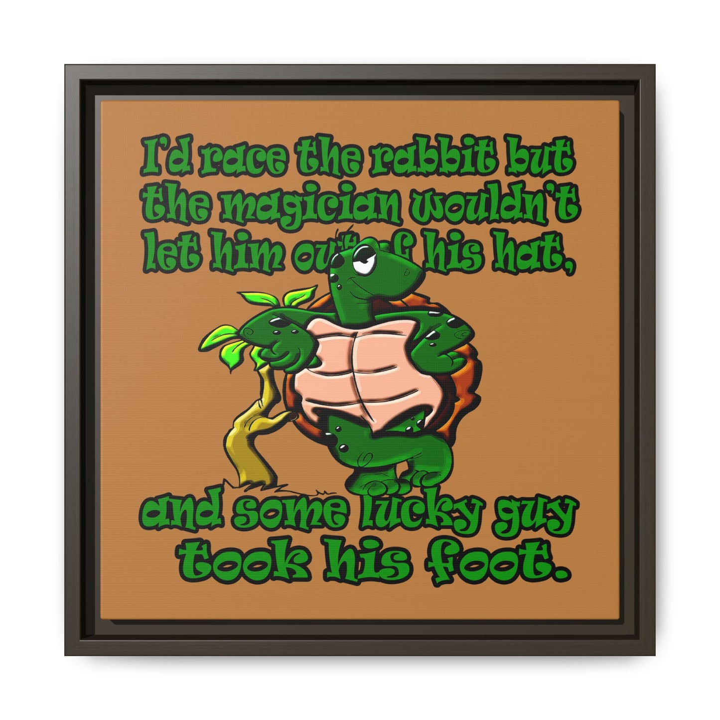 turtle race - framed canvas art (light brown)