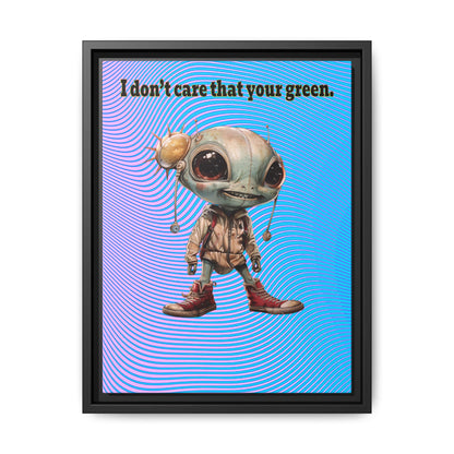 I don't care that your green - framed canvas art (light blue-purple wave)