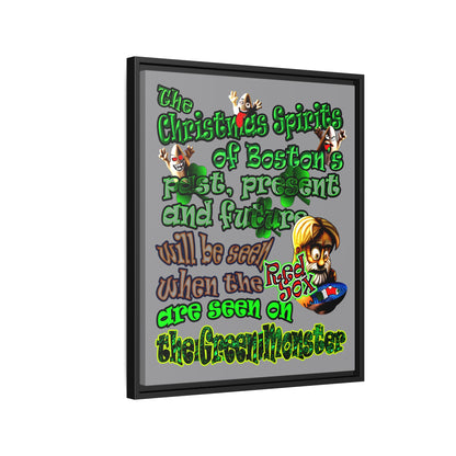 christmas spirits of boston - framed canvas art (grey)