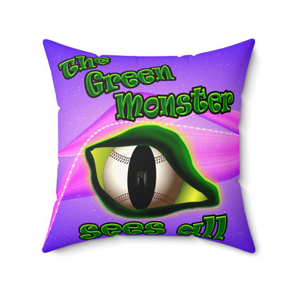 green monster - Faux Suede Square Pillow - (purple-pink wave)