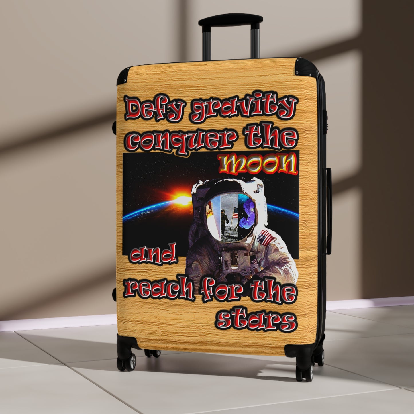 defy conquer reach - Suitcase (butterscotch wood finish)