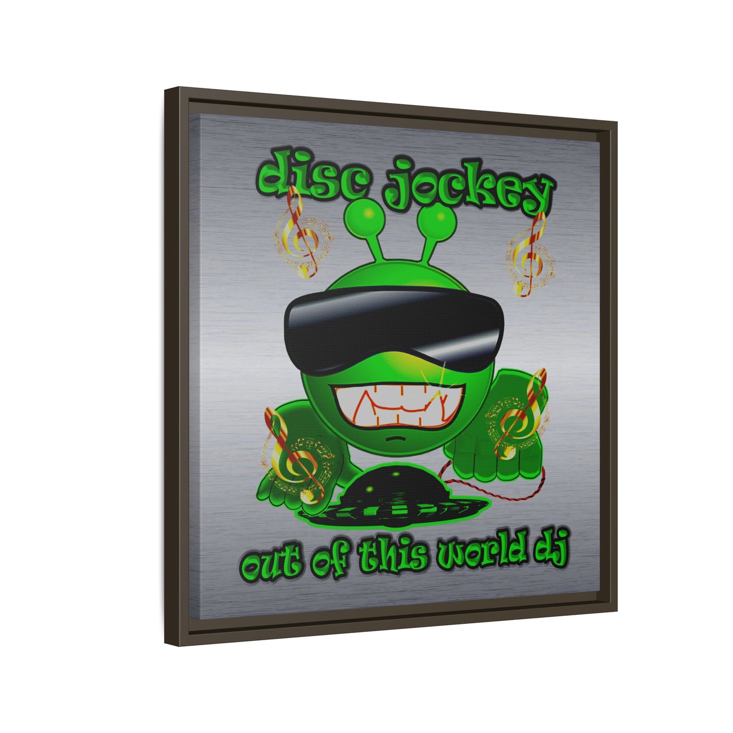 disc jockey - framed canvas art (brushed nickel)