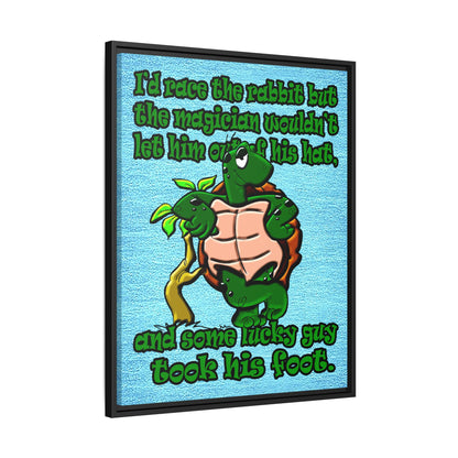 turtle race - framed canvas art (faded blue)