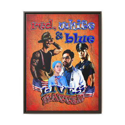 rw&b lives matter - framed canvas art (burnt orange)