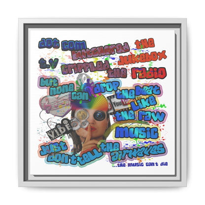drop the beat - framed canvas art (white)