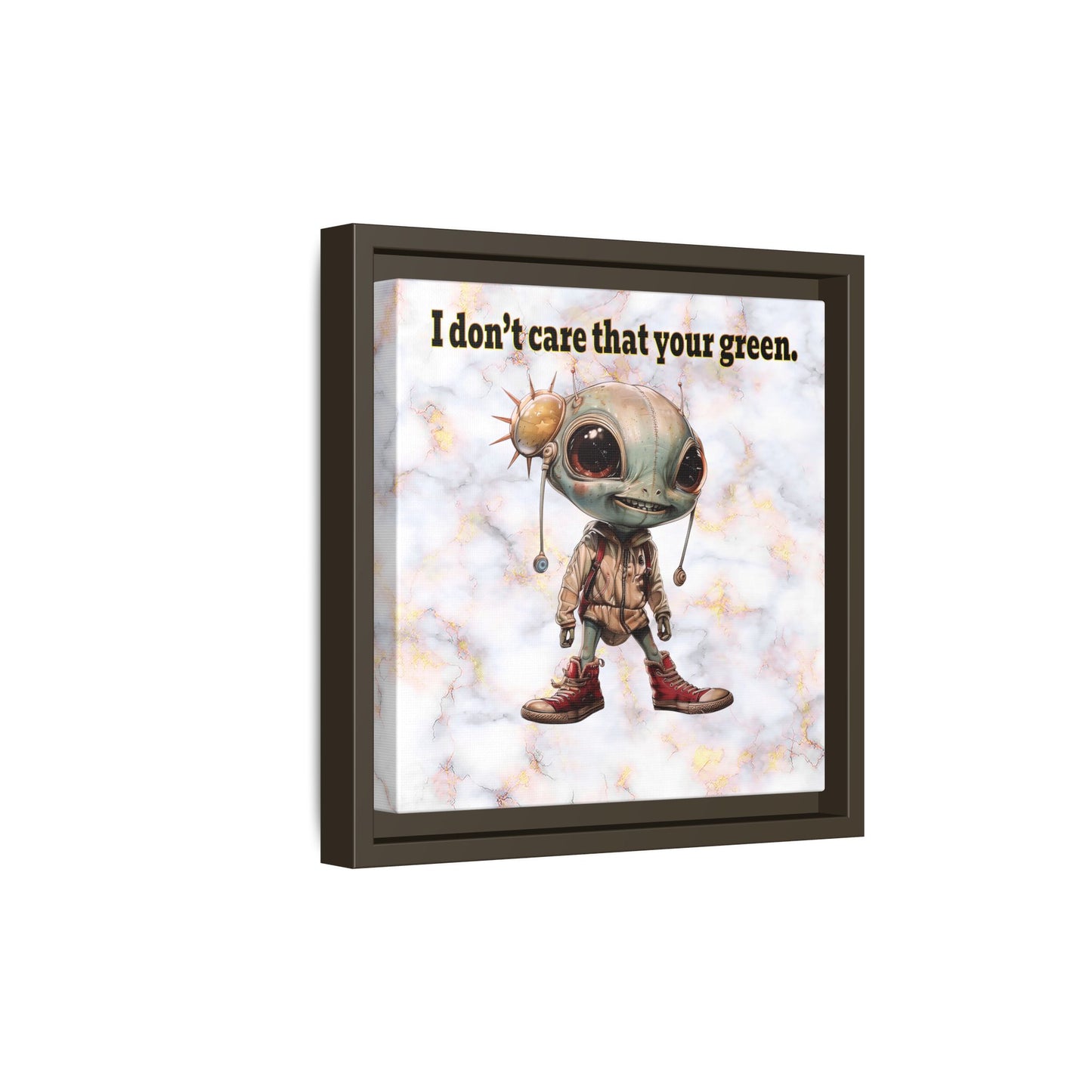 I don't care that your green - framed canvas art (white marble)