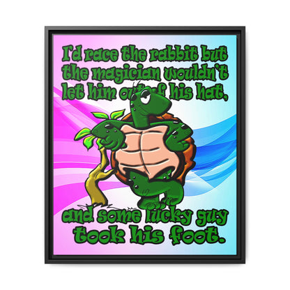 turtle race - framed canvas art (light blue-pink wave)