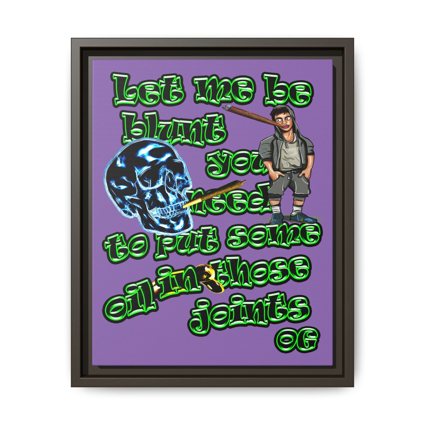 og - framed canvas art (light purple)