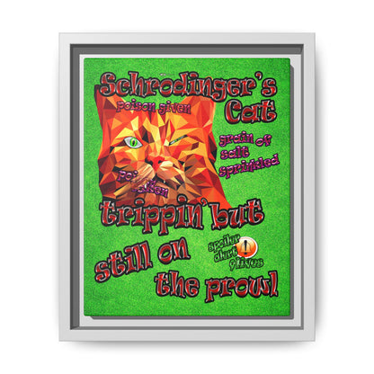 schrodinger's cat - framed canvas art (green turf)