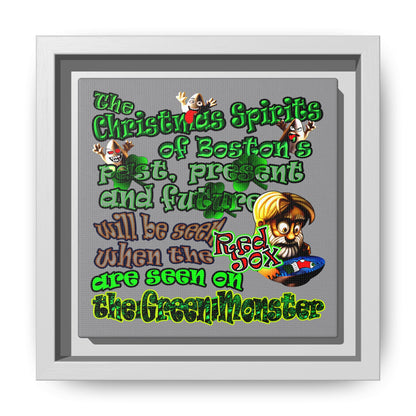 christmas spirits of boston - framed canvas art (grey)