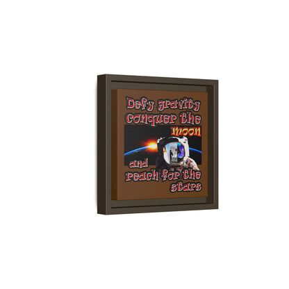 defy conquer reach - framed canvas art (brown)