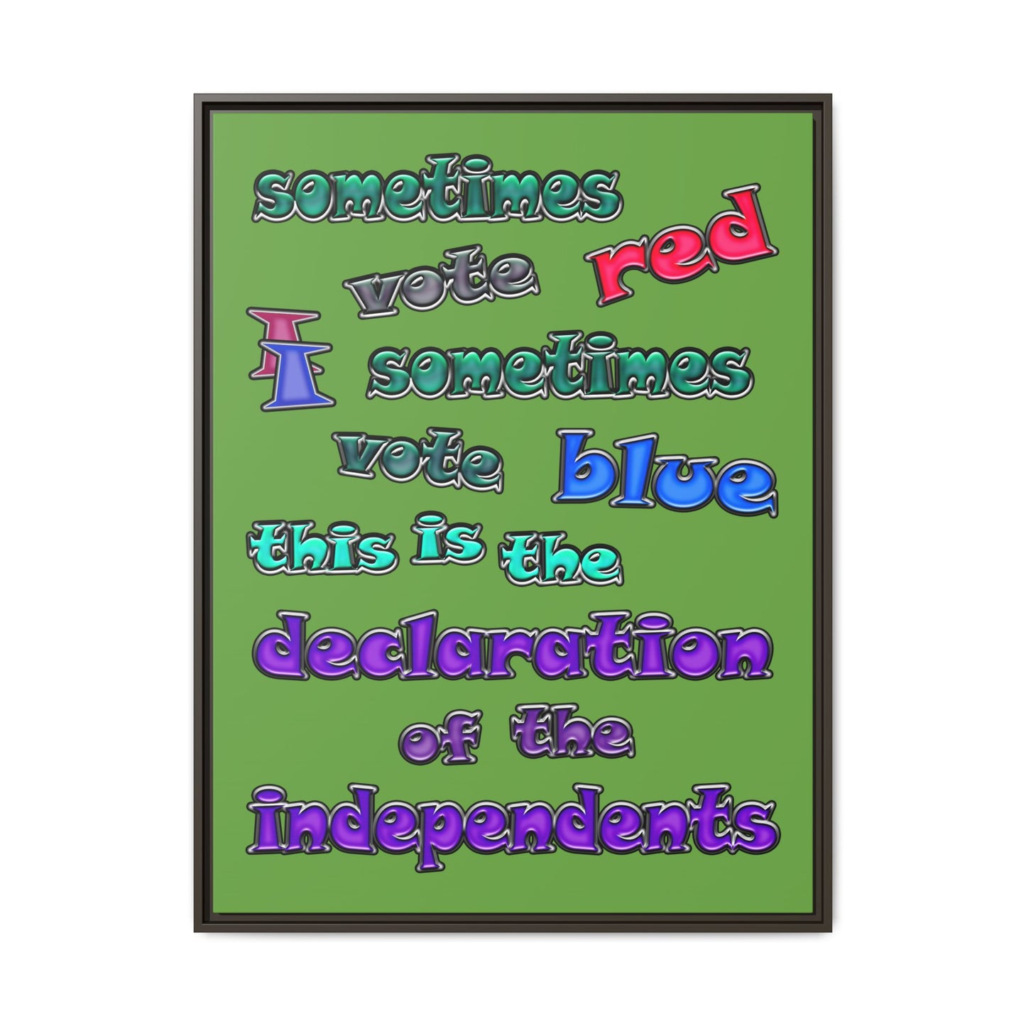 declaration of the independents - framed canvas art (green)