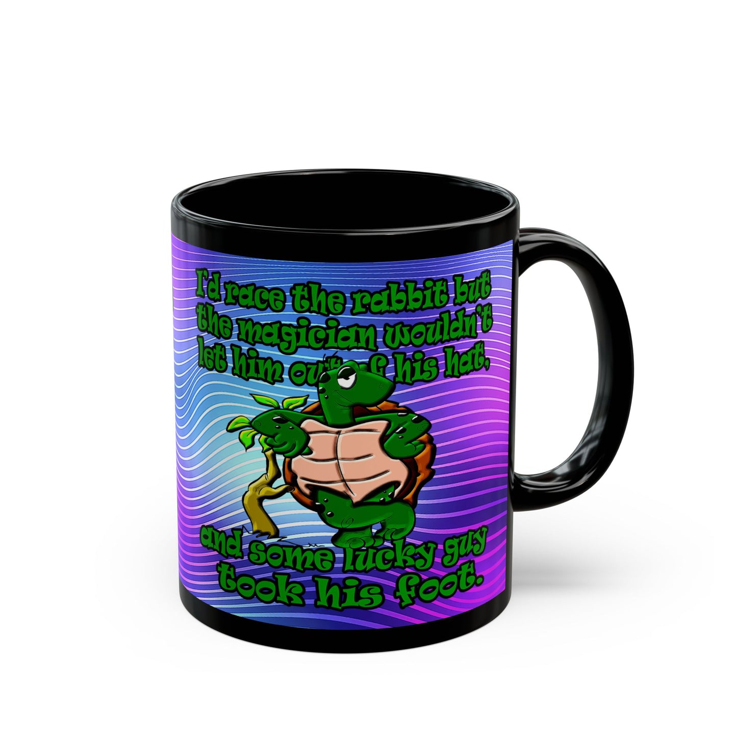 turtle race - Black Mug (purple wave)