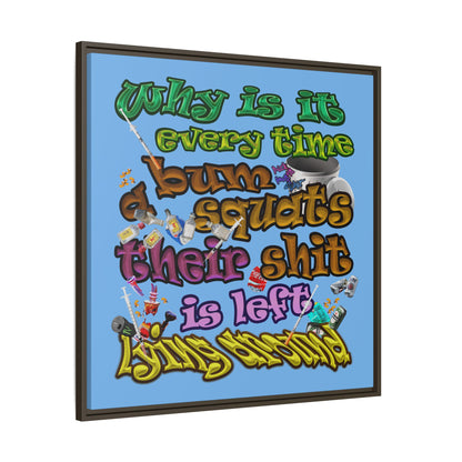 the bum's shit - framed canvas art (light blue)