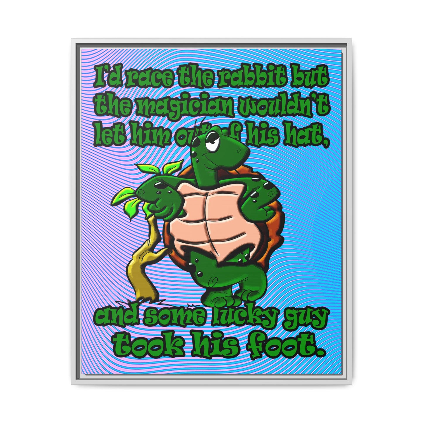 turtle race - framed canvas art (light blue-purple wave)