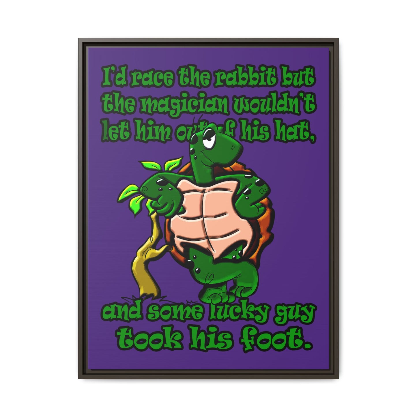 turtle race - framed canvas art (purple)