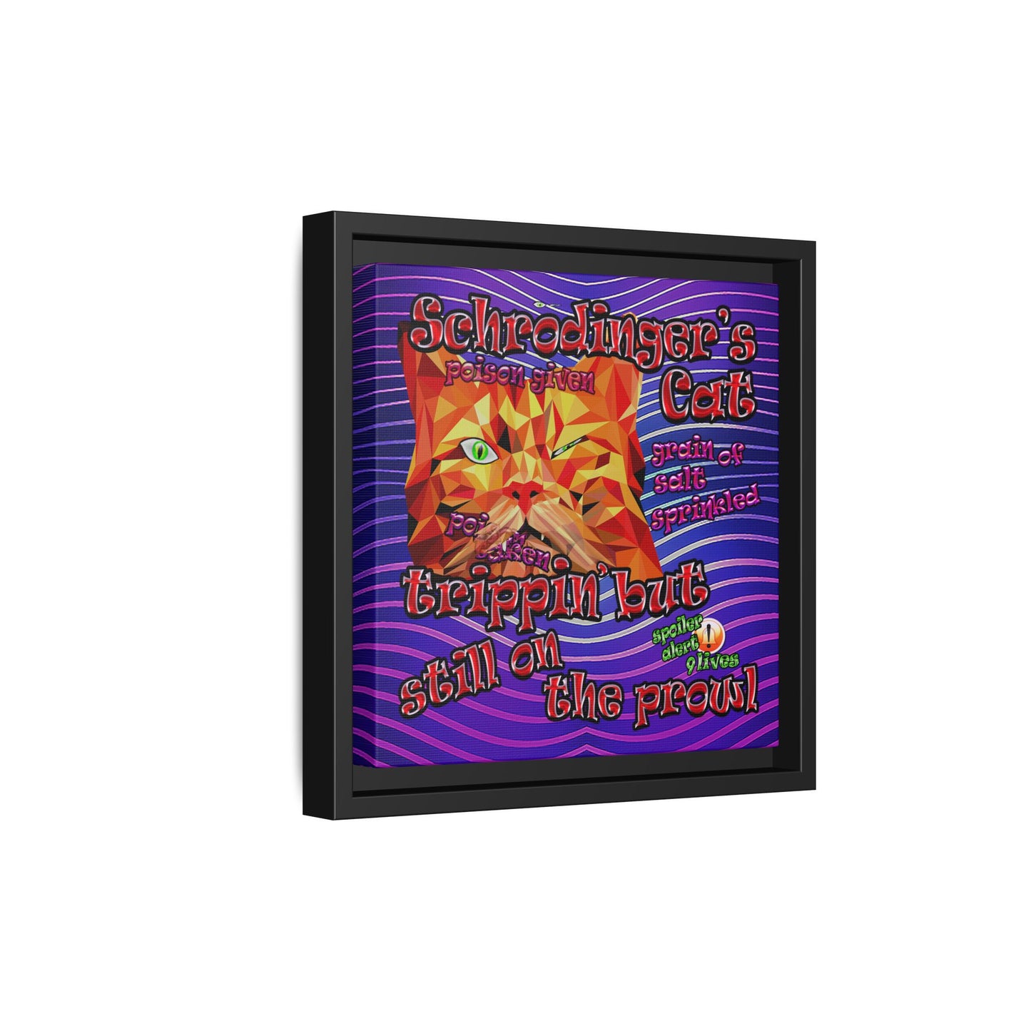 schrodinger's cat - framed canvas art (purple wave)