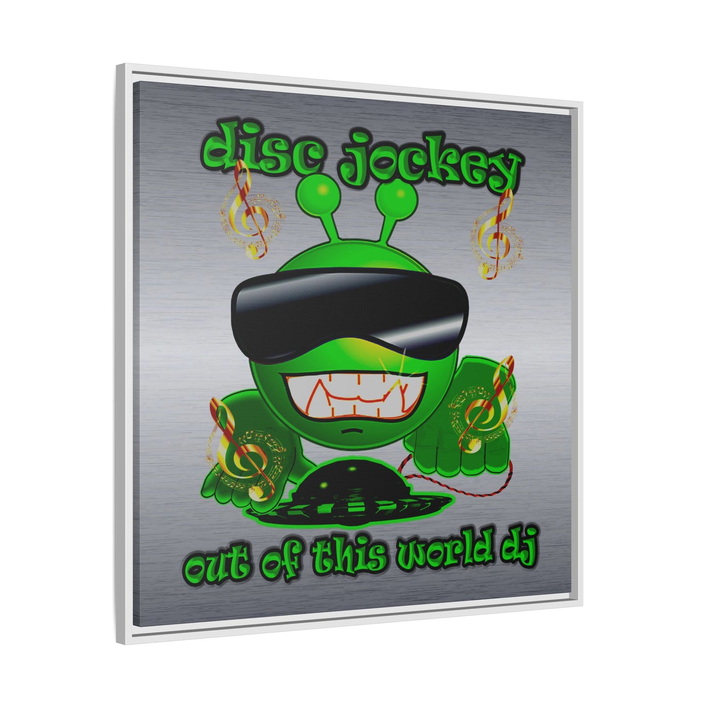 disc jockey - framed canvas art (brushed nickel)