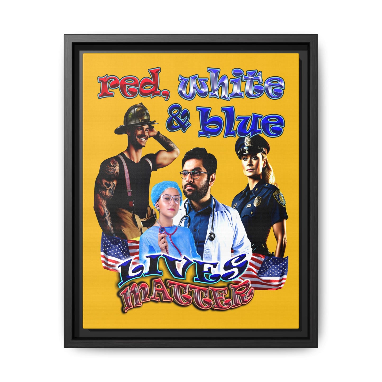 rw&b lives matter - framed canvas art (yellow)